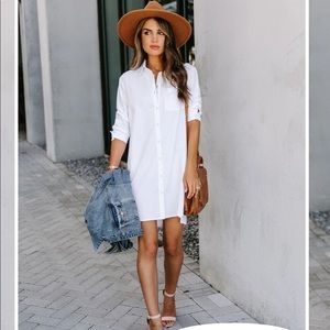 Brand new, white button form shirt dress